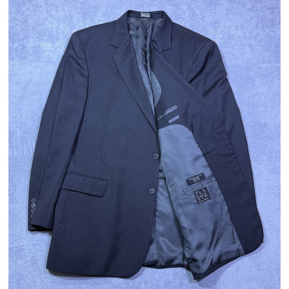 Jos A Bank Blazer Mens 48L Black Wool Signature Gordon Sport Coat Modern Refined